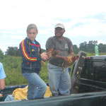 brooke and romulo packing up their chickens!