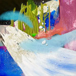 Waterfall  , Oil on canvas 80×80cm，2021