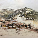 Petits chalets sous la neige - 73x54cm - 2017