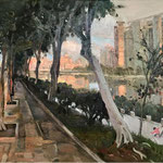  Sunset by the river - Oil on canvas - 50x60 cm - 2020