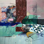 《瀑布》 , 布面油画 154×112cm，2019