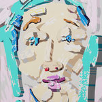 Overlap of paint (Face2)              727mm×606mm             Canvas,jesso,acrylic.