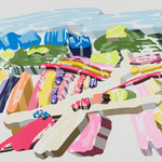 Overlap of paint (Flower park)          727mm×910mm               Canvas,jesso,acrylic.