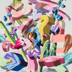 Overlap of paint (Bouquet)          530mm×455mm               Canvas,jesso,acrylic.