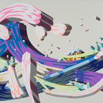 Overlap of paint (Kanagawa oki namiura)          606mm×910mm               canvas,jesso,acrylic