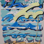 Overlap of paint (Summer beach2)              1455mm×894mm             Canvas,jesso,acrylic.