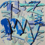 Overlap of paint (Blue Gradations)          1000mm×1000mm               Canvas,jesso,acrylic.