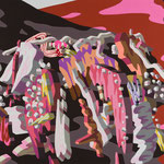 Overlap of paint (Red Mount Fuji)          730mm×1167mm               canvas,jesso,acrylic