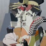 montage (beauty  cyborg)    1167mm×910mm   cotton cloth on panel, acrylic