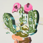 Overlap of paint (Cactus flower)          410mm×410mm               Canvas,jesso,acrylic.