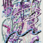 Overlap of paint (line)            1167mm×910mm×50mm　　　canvas, gesso,acrylics
