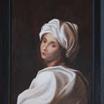 Portret(kopie). olieverf  50x70 met brede klassieke zwarte lijst 