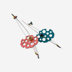 "Dualcolor nº 4"    formica,brass,steel,wood,cotton thread     8x3x3 cm.    2,3 gr. (x2)   reversible colors