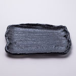 荒ソギ22cm焼物皿（ブラックパール）