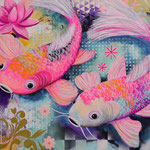 "Kois" Mixed Media auf Leinwand, 70x100cm, 680 €, Silke Timpe