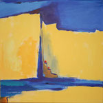 208 Zwei rote Kugeln, Acryl auf Leinwand, Brigitte Reich, 70 x 70 cm