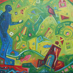  313 Blauer Engel I, Acryl auf Leinwand, Nicole Wächtler, 60 x 100 cm