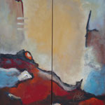 272 Aufwärts, Öl und Acryl auf Leinwand, 2-teilig, Herta Reitz, je 140 x 45 cm