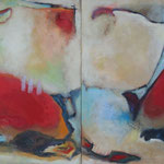 321 Dialog, Öl und Acryl auf Leinwand, 2-teilig, Herta Reitz, je 100 x 80 cm