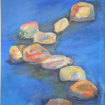 166 Steine aus Wasserserie, Acryl auf Leinwand, Brigitte Reich, 120 x 90 cm