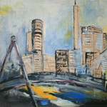 084 Börsenstadt, Acryl auf Leinwand, Heide Göbel, 70 x 70 cm
