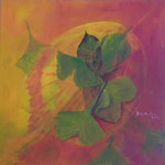 073 Gingkoblätter II, Acryl auf Leinwand, Brigitte Reich, 40 x 40 cm
