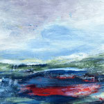429 Landschaft mit Rot, Acryl auf Leinwand, 80 x 100 cm
