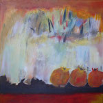 255 Granatäpfel, Acryl auf Leinwand, Brigitte Reich, 40 x 40 cm
