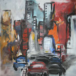 261 Großstadt, Acryl auf Leinwand, Heide Göbel, 80 x 80 cm