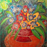 407 Bunch of flowers, Acryl auf Leinwand, Gudrun Voigt, 80 x 80 cm