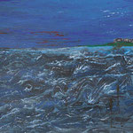 "Unruhige See mit Hallig" Acryl auf Leinwand, 70x100 cm, 1.300 €, Norbert Kröger