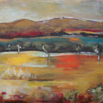 001 Taunusblick I, Öl und Acryl auf Leinwand, Herta Reitz, 50 x 70 cm