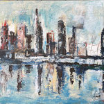 307 Skyline I, Öl und Acryl auf Leinwand, Herta Reitz, 60 x 90 cm