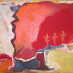 112 tanz im Rot,   Öl und Acryl auf Leinwand, Herta Reitz, 80 x 100 cm