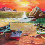 426 Boote, Acryl auf Leinwand, Remzi Nuha, 60 x 50 cm