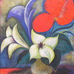 199 Vier Blumen, Acryl auf Leinwand, Herta Reitz, 98 x 108 cm