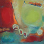 189 Verbunden, Öl und Acryl auf Leinwand, Herta Reitz, 100 x 100 cm