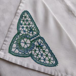 Serviette mit geklöppelter Ecke ("Die Wedemark klöppelt")
