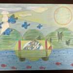 82571【They are shining under the fullmoon and lighthouse.】 中野けい子