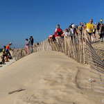 L'arrivée des coureurs par l'escalier