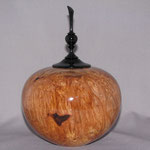 Cremation urn. Maple burl with Ebony lid and finial