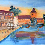 Nürnber, Blick zum Kettensteg, Aquarell (2019)