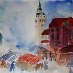 München , Am Viktualienmarkt,  Aquarell (2016)