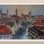 Nürnberg, Blick auf die Altstadt, Aquarell (2019) nach einem Motiv von Johann Pickl