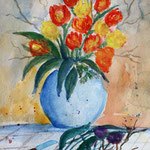 Tulpen in blauer Vase (2022)