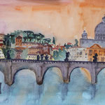 Rom, Tiberbrücke, Aquarell (2020)