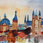 Würzburg, Stadtlandschaft, Aquarell (2023) (Geschenk an D. A.)