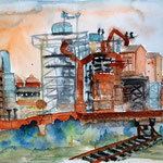 Hüttenwerk Rheinische Stahlwerke Meiderich Ruhrort, Aquarell (2017)