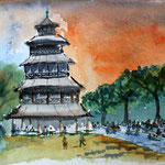 München, Chinesischer Turm, Aquarell (verk. an P.K.)