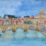 Rom, Tiberbrücke IV, Aquarell (2020)